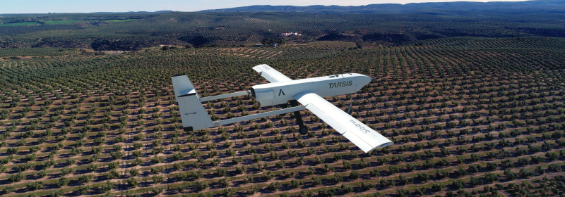Indra Drone flying over a agriculture field