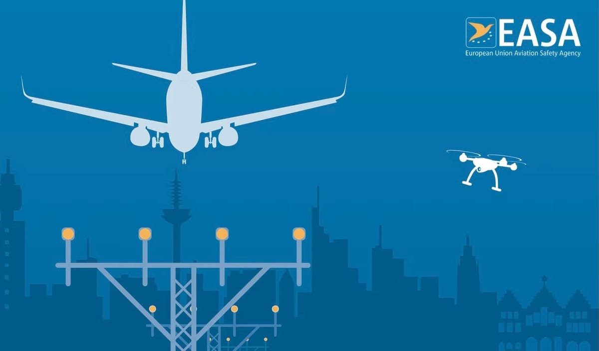 European Union Aviation Safety Agency animation with an airplane and a drone
