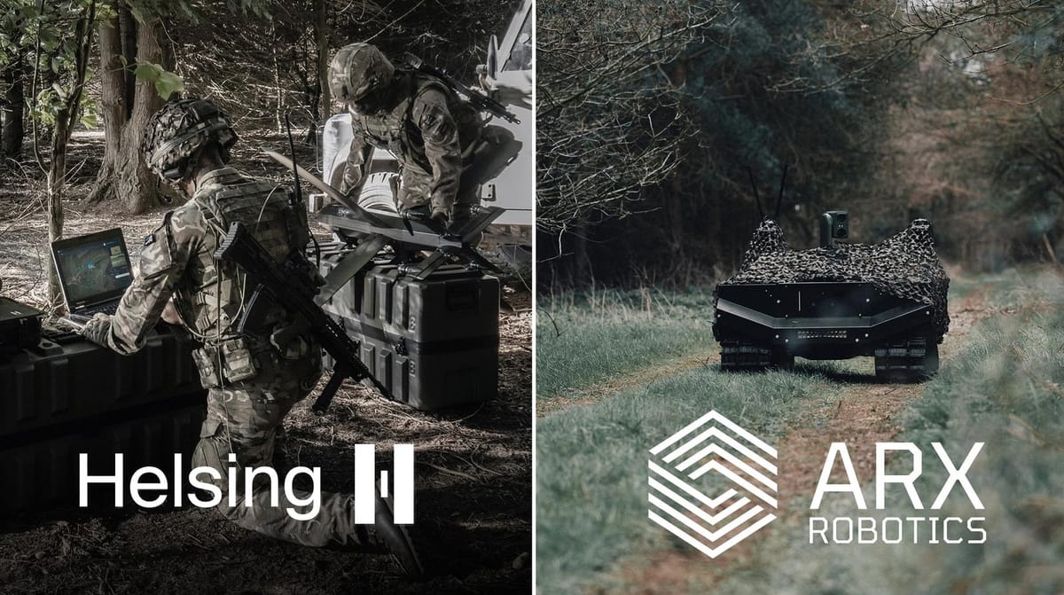 Two man dressed in military gear and a car-drone like device in the battlefield