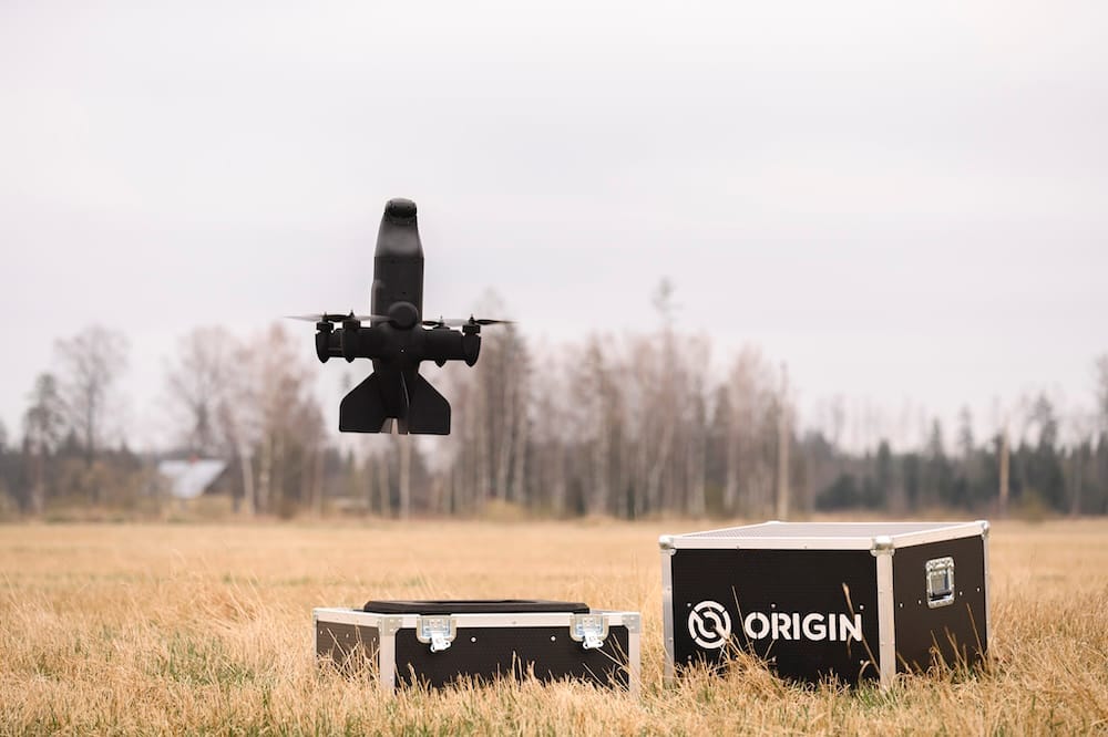 An autonomous drone interceptor BLAZE with AI-powered computer vision made by Latvian defence tech startup Origin Robotics