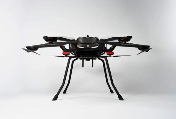 Front view of the Acecore Noa heavy-lift drone with multiple rotors and landing gear