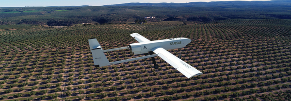 Indra Drone flying over a agriculture field