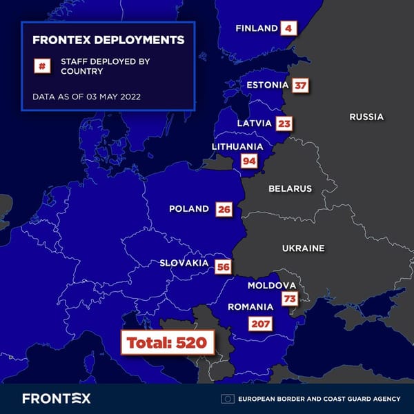 a map that outlines Frontex Deployments