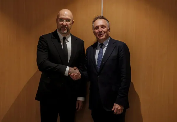 Ukrainian Defense Minister Denys Shmyhal (L) and his Norwegian counterpart, Tore O. Sandvik, in a photo published on Nov. 30, 2025. (Denys Shmyhal/X)